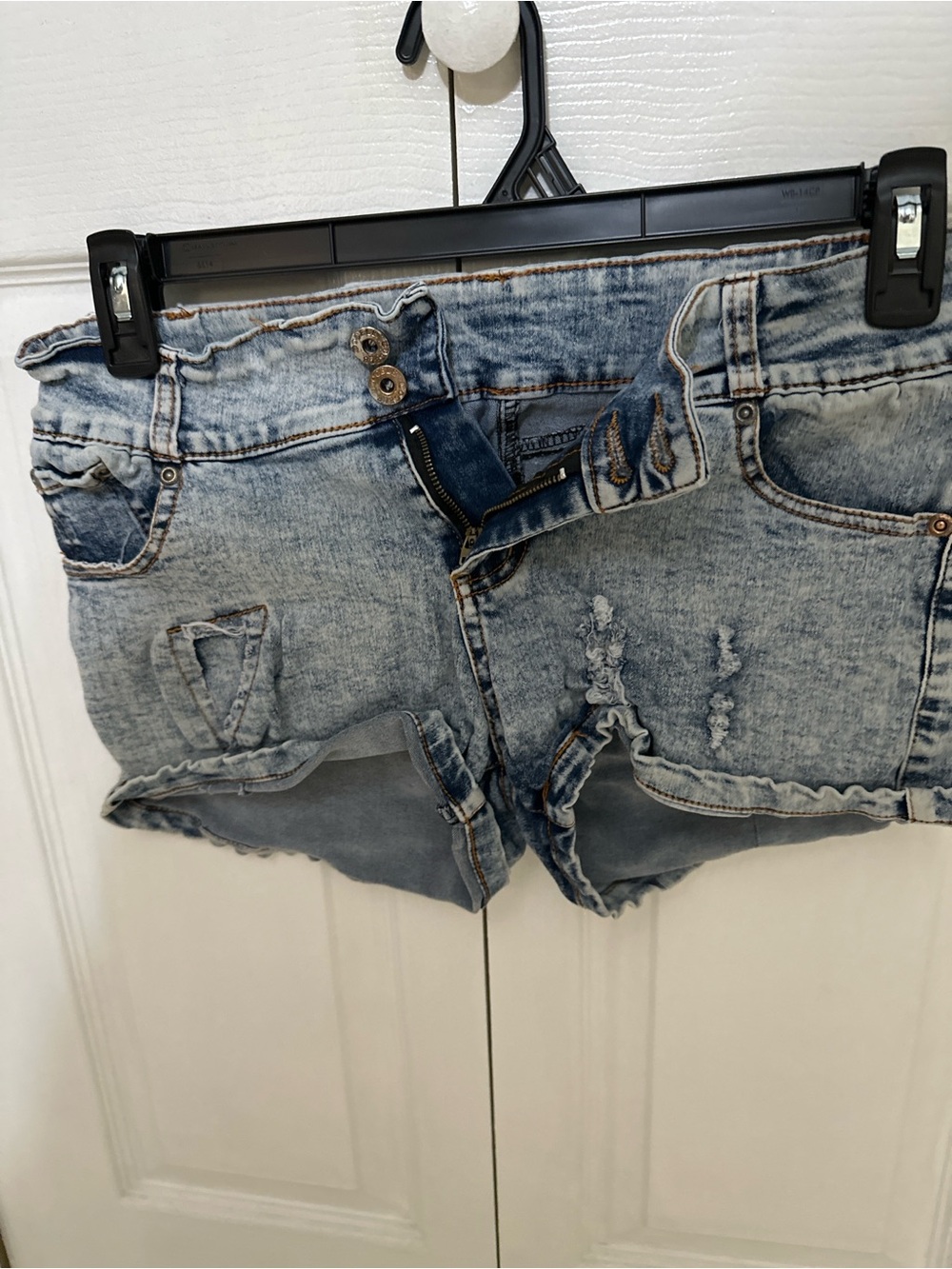 Light Acid-Wash Denim Cutoff Shorts